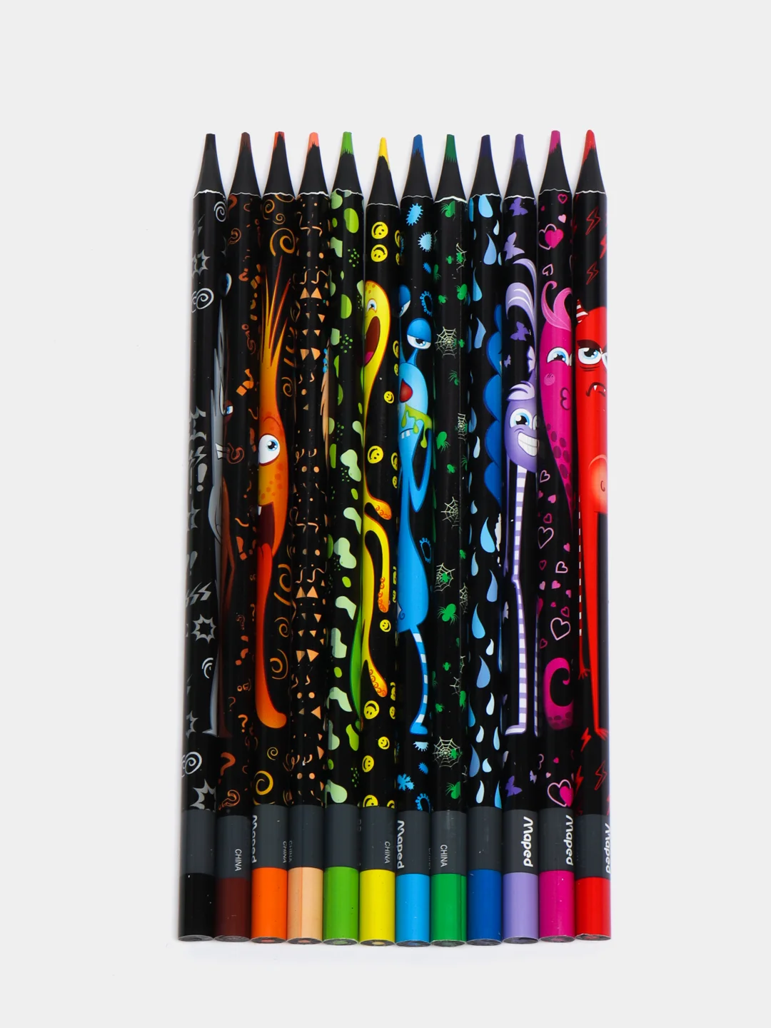 Карандаши цветные для рисования мягкие Maped Color Peps Black Monster, 12 цветов, 181986