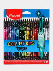 Карандаши цветные для рисования мягкие Maped Color Peps Black Monster, 24 цвета, 181987