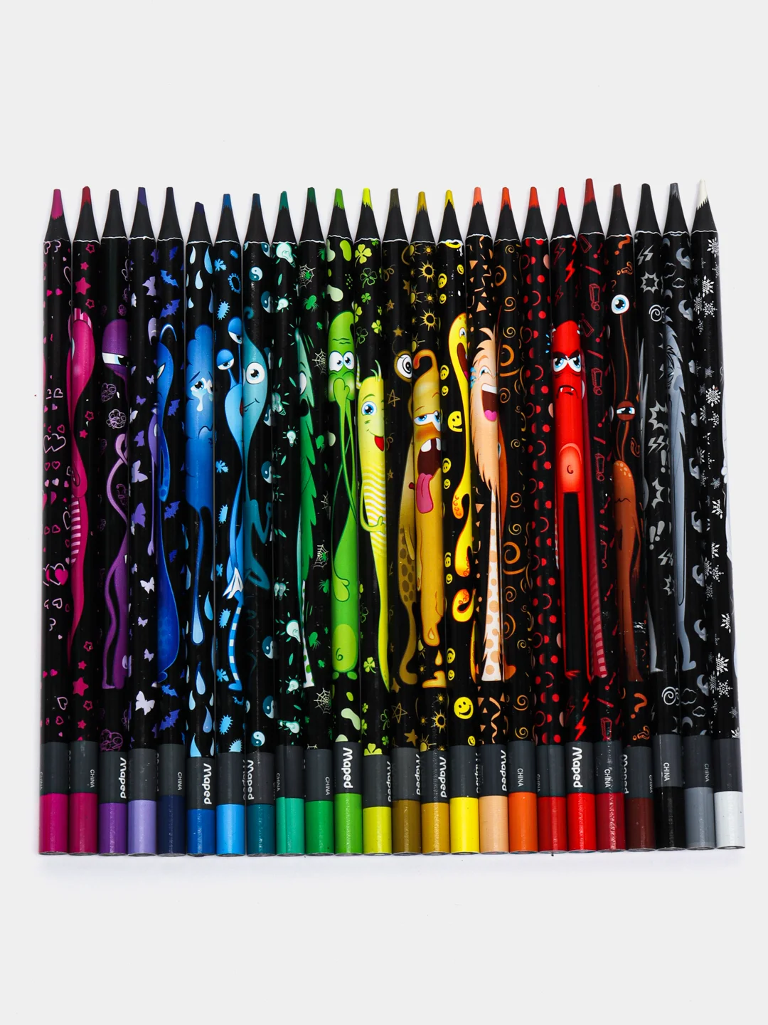 Карандаши цветные для рисования мягкие Maped Color Peps Black Monster, 24 цвета, 181987