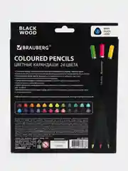 Карандаши цветные для рисования мягкие Brauberg Black Wood, 24 цвета, трехгранные 181949