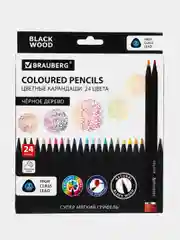 Карандаши цветные для рисования мягкие Brauberg Black Wood, 24 цвета, трехгранные 181949
