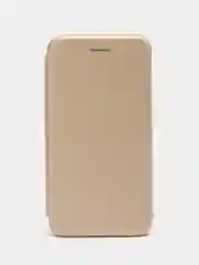 Золотой чехол-книжка для Samsung Galaxy J1 (2016), Самсунг J1, экокожа