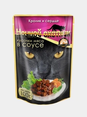 Влажный корм для кошек Ночной охотник Кролик и сердце в соусе, 24 х 100 г