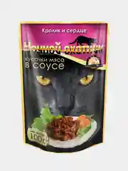 Влажный корм для кошек Ночной охотник Кролик и сердце в соусе, 24 х 100 г