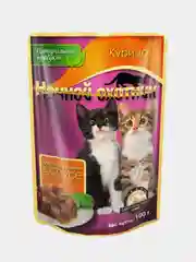 Влажный корм для котят Ночной охотник, Курица кусочки в соусе, 24 х 100 г