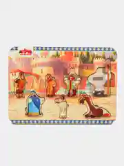 Алый пазл магнитный из деревянных фигурок для составления картинки. Игра вкладыш. Три богатыря