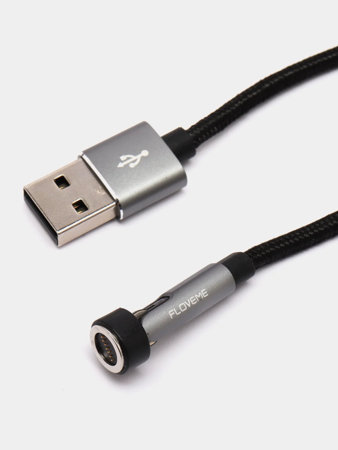 Черный магнитный кабель с быстрой зарядкой 3А Floveme разъемы, Micro-USB / Type-C /Lightning