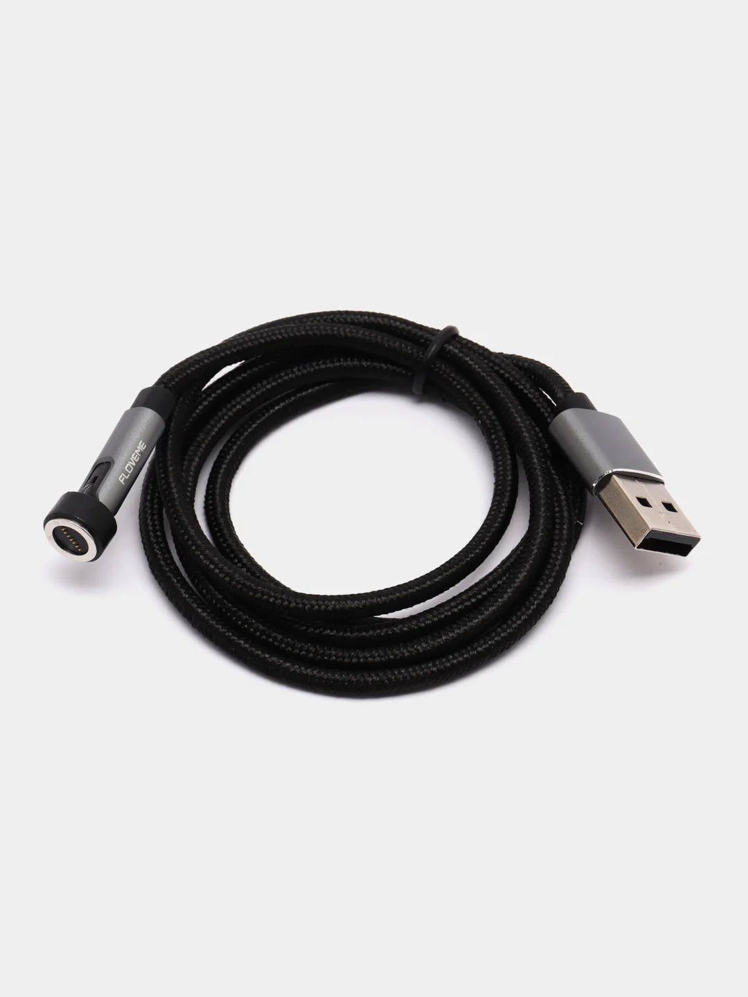 Черный магнитный кабель с быстрой зарядкой 3А Floveme разъемы, Micro-USB / Type-C /Lightning