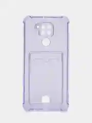 Лавандовый чехол для Xiaomi Redmi Note 9, Сяоми Редми Нот 9 прозрачный, с карманом для карты