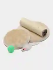 Белый когтеточка для кошек с игрушками