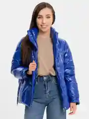Синий пуховик женский