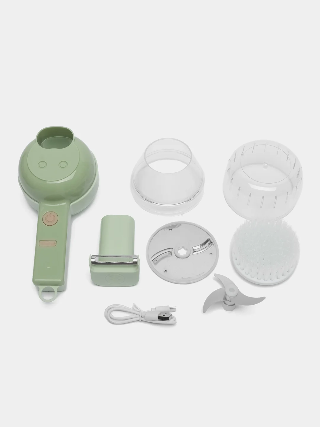 Измельчитель кухонный Food Chopper 4 в 1: измельчитель, овощерезка, шинковка, моющая щетка