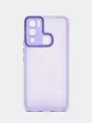 Лавандовый чехол матовый для Infinix Hot 12i пластиковый, полупрозрачный, с глянцевой рамкой