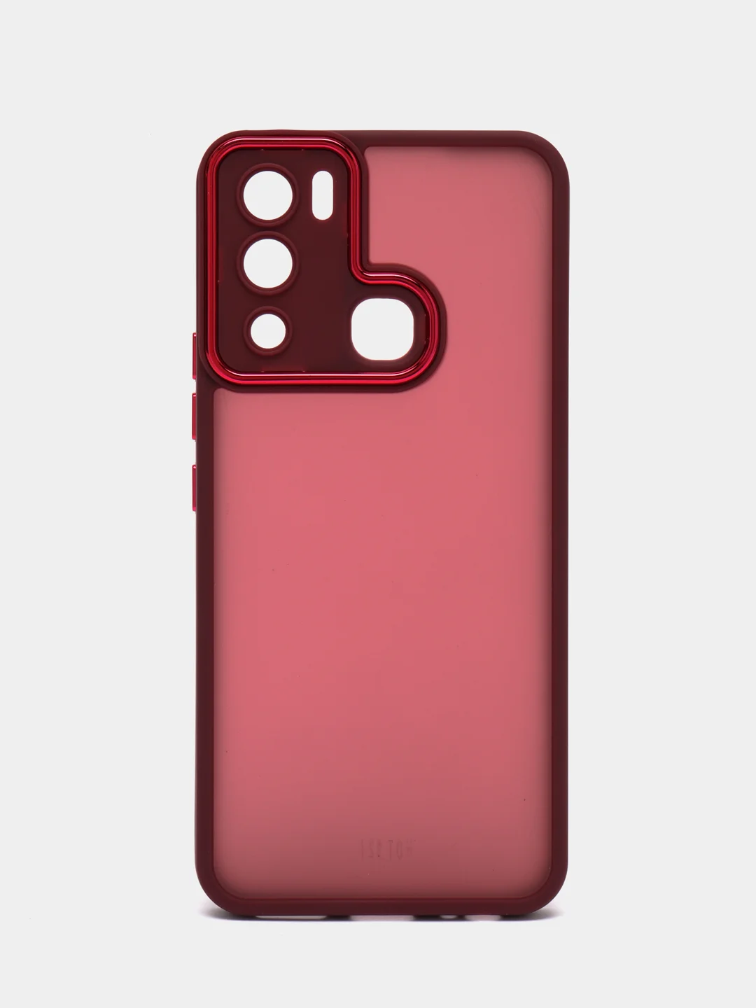 Бордовый чехол матовый для Infinix Hot 12i пластиковый, полупрозрачный, с глянцевой рамкой