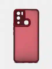 Бордовый чехол матовый для Infinix Hot 12i пластиковый, полупрозрачный, с глянцевой рамкой