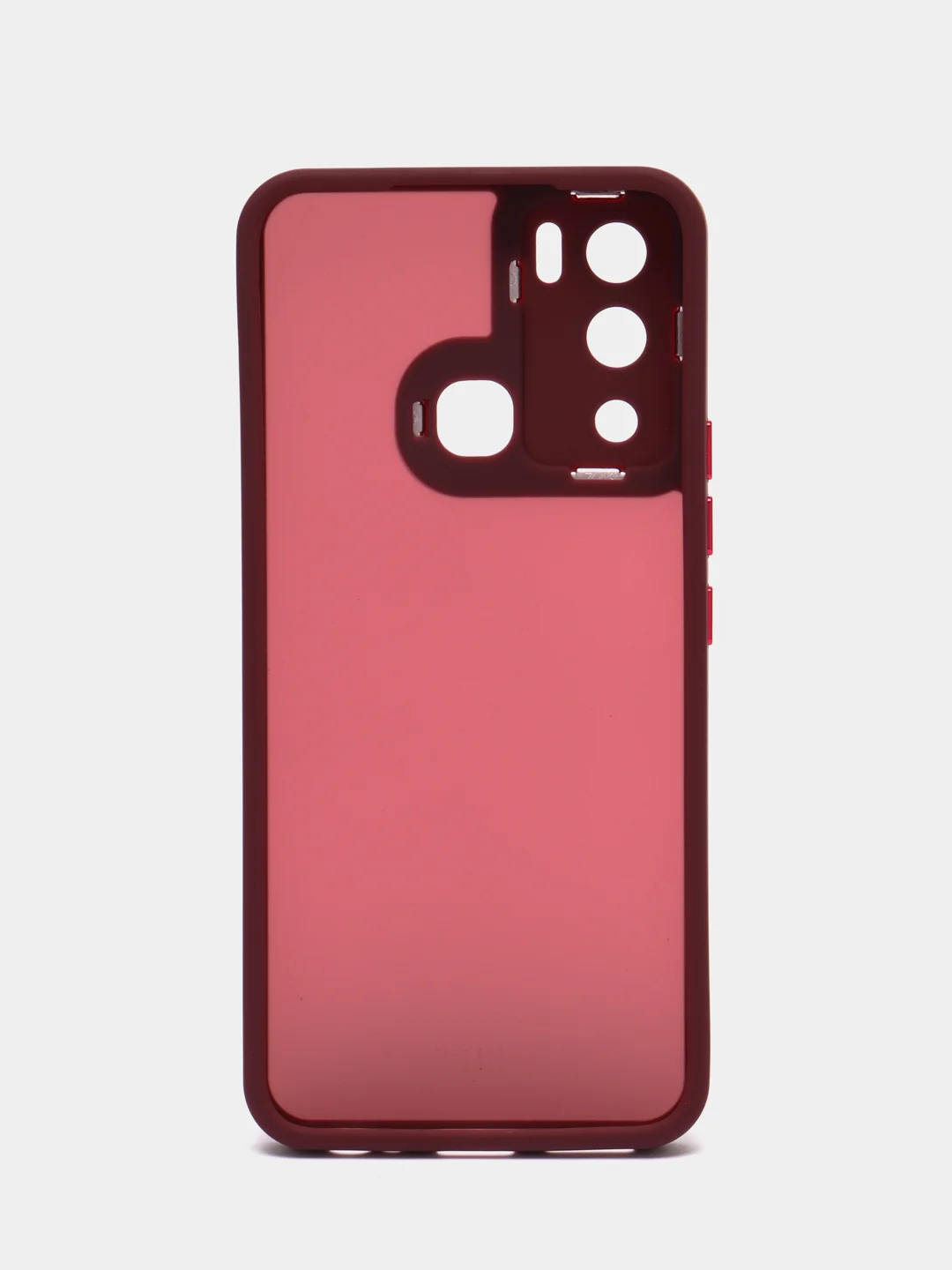 Бордовый чехол матовый для Infinix Hot 12i пластиковый, полупрозрачный, с глянцевой рамкой