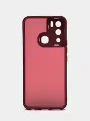 Бордовый чехол матовый для Infinix Hot 12i пластиковый, полупрозрачный, с глянцевой рамкой