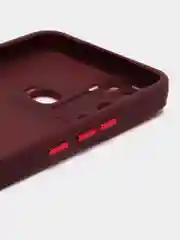 Бордовый чехол матовый для Infinix Hot 12i пластиковый, полупрозрачный, с глянцевой рамкой