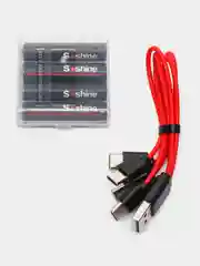 Черный батарейки аккумуляторные ААA Soshine 1,5V 600 mWh / 400 mAh со встроенным Type-C ЗУ
