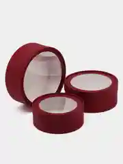 Бордовый круглая подарочная коробка с прозрачным окном, набор 3 шт, матовые
