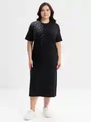 Угольный платье-футболка Oversize с принтом, длинное
