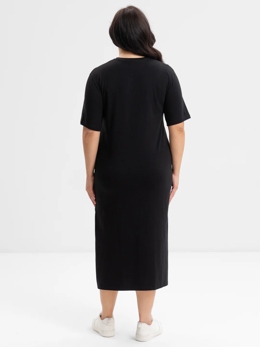 Угольный платье-футболка Oversize с принтом, длинное