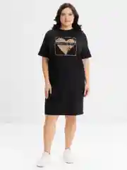 Тёмно-коричневый платье-футболка Oversize, короткая туника, большие размеры 42-60