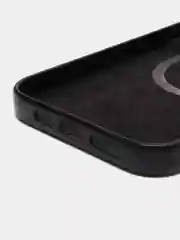 Черный чехол MagSafe для iPhone 13 Pro Max кожаный BROSCORP с защитой камер, микрофиброй, экокожа