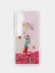 Розовый жидкий чехол с переливающейся жидкостью для Xiaomi Mi Note 10 Pro