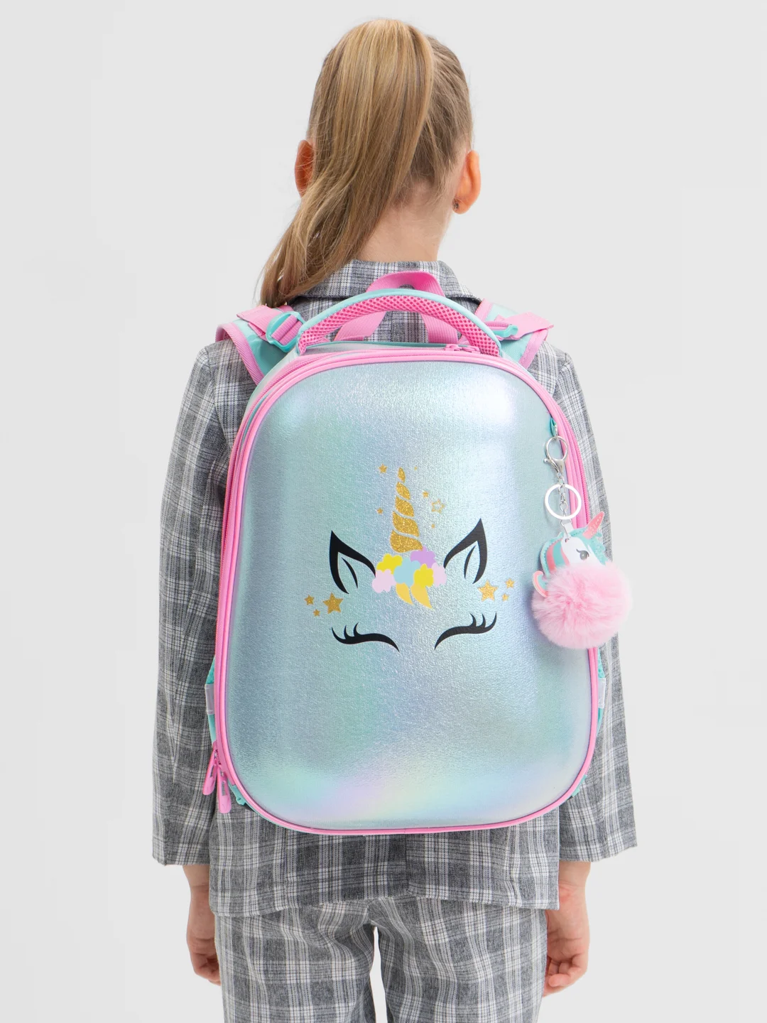 Рюкзак школьный Brauberg Shiny, 2 отделения, с брелком, Magic unicorn, 38х28х14 см, 270694