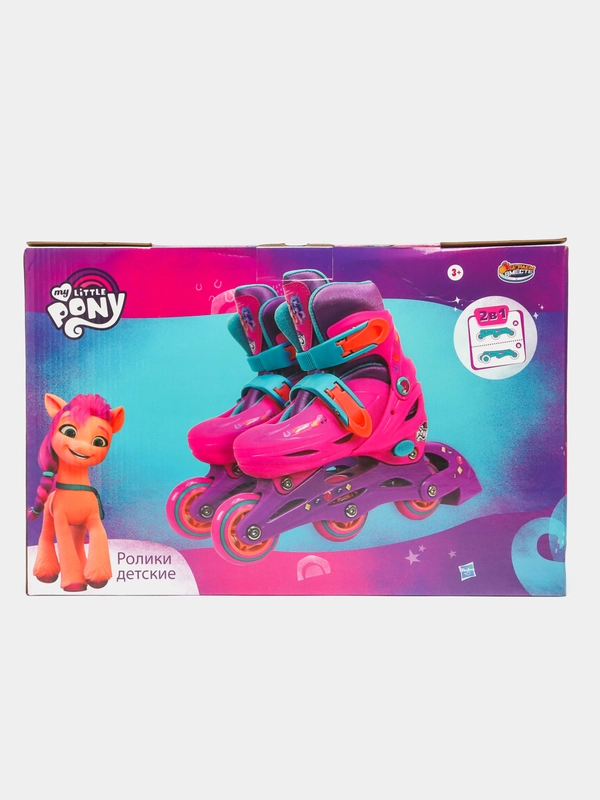 Детские раздвижные роликовые коньки "My little pony", 31-34, в подарочной коробке