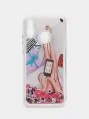 Фиолетовый силиконовый чехол с жидкими блестками для Huawei P Smart (2019)