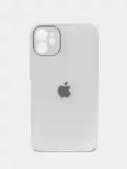 Белый чехол стеклянный для iPhone (Айфон) 11 с защитой камеры