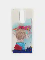 Синий силиконовый чехол с жидкими блестками для Xiaomi Redmi 8