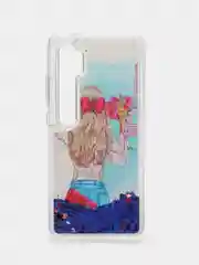 Синий жидкий чехол с переливающейся жидкостью для Xiaomi Mi Note 10 Pro