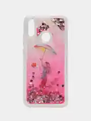 Розовый силиконовый чехол с жидкими блестками для Huawei P Smart (2019)