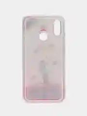 Розовый силиконовый чехол с жидкими блестками для Huawei P Smart (2019)
