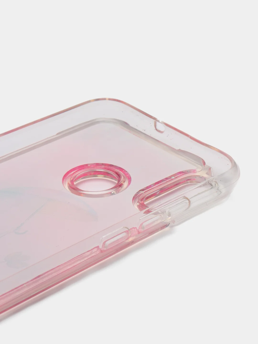 Розовый силиконовый чехол с жидкими блестками для Huawei P Smart (2019)