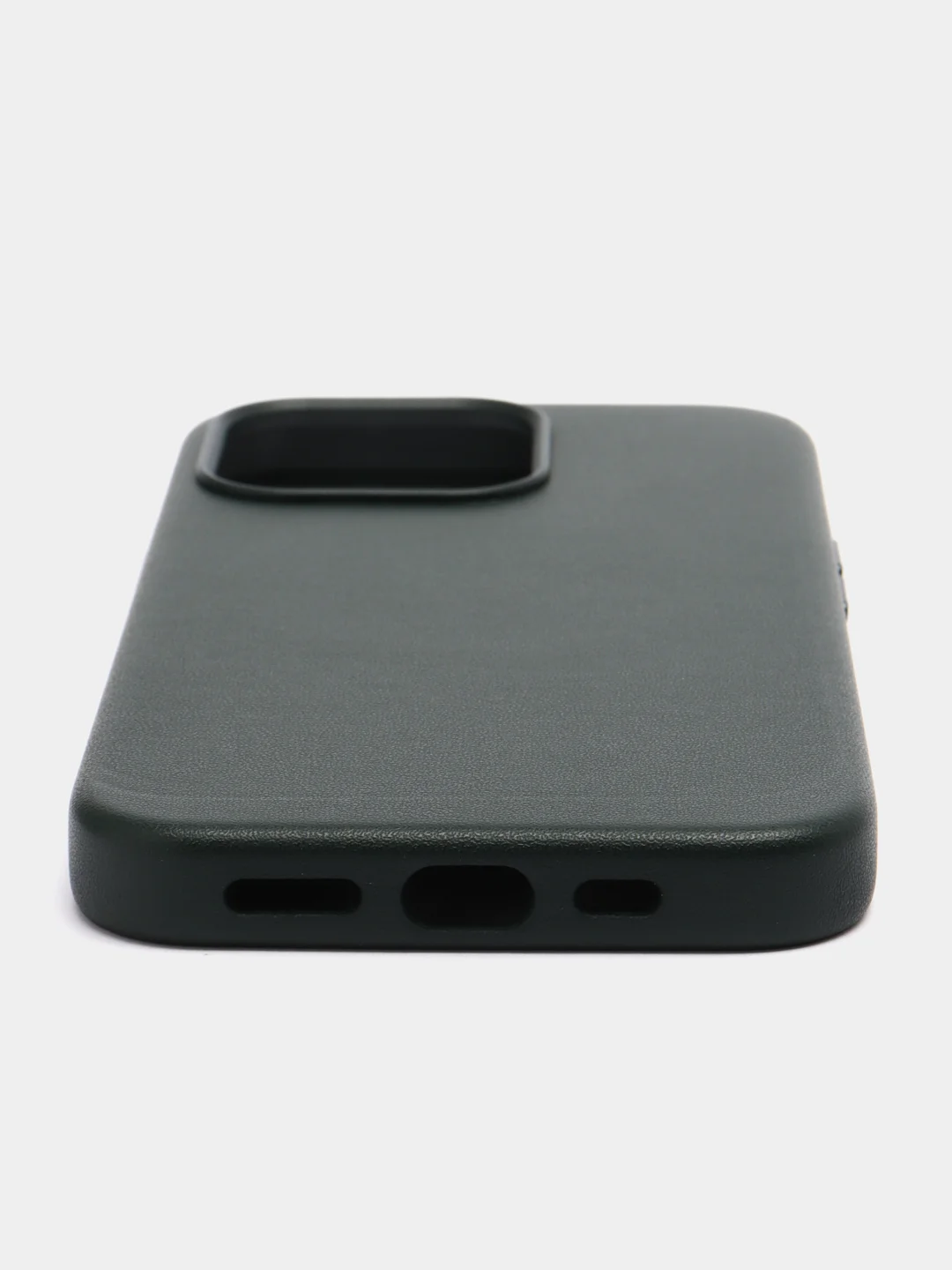 Тёмно-зелёный чехол MagSafe для iPhone 13 Pro кожаный BROSCORP с  защитой камер, микрофиброй, экокожа