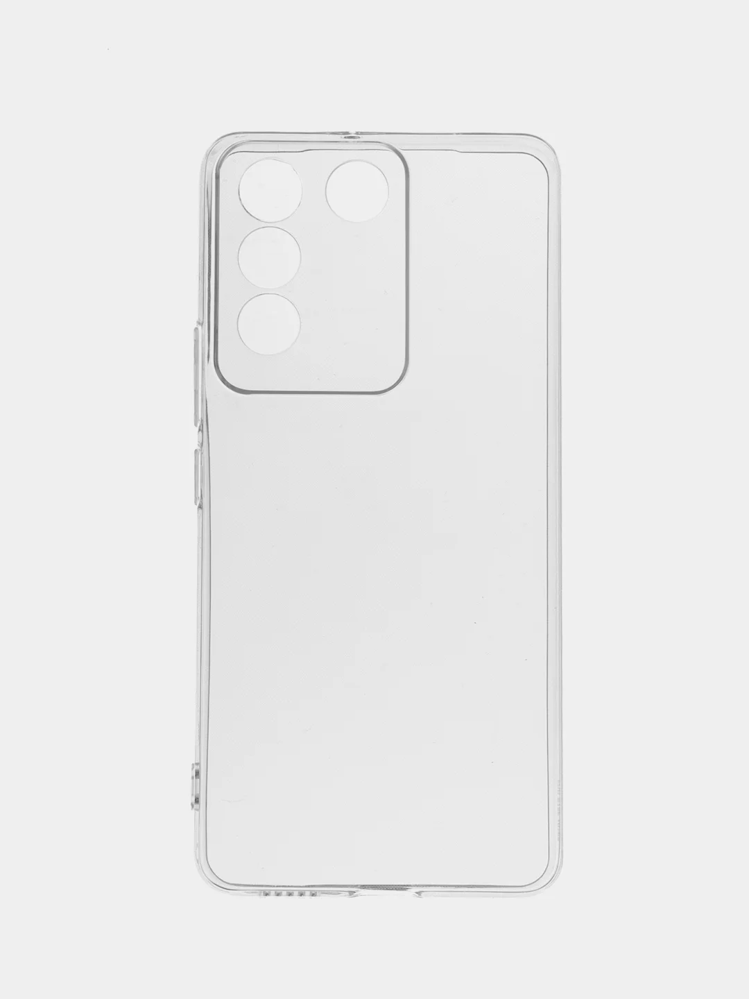 Прозрачный чехол для Vivo V27e силиконовый ROSCO прозрачный с бортиком, защитой камер и от прилипания