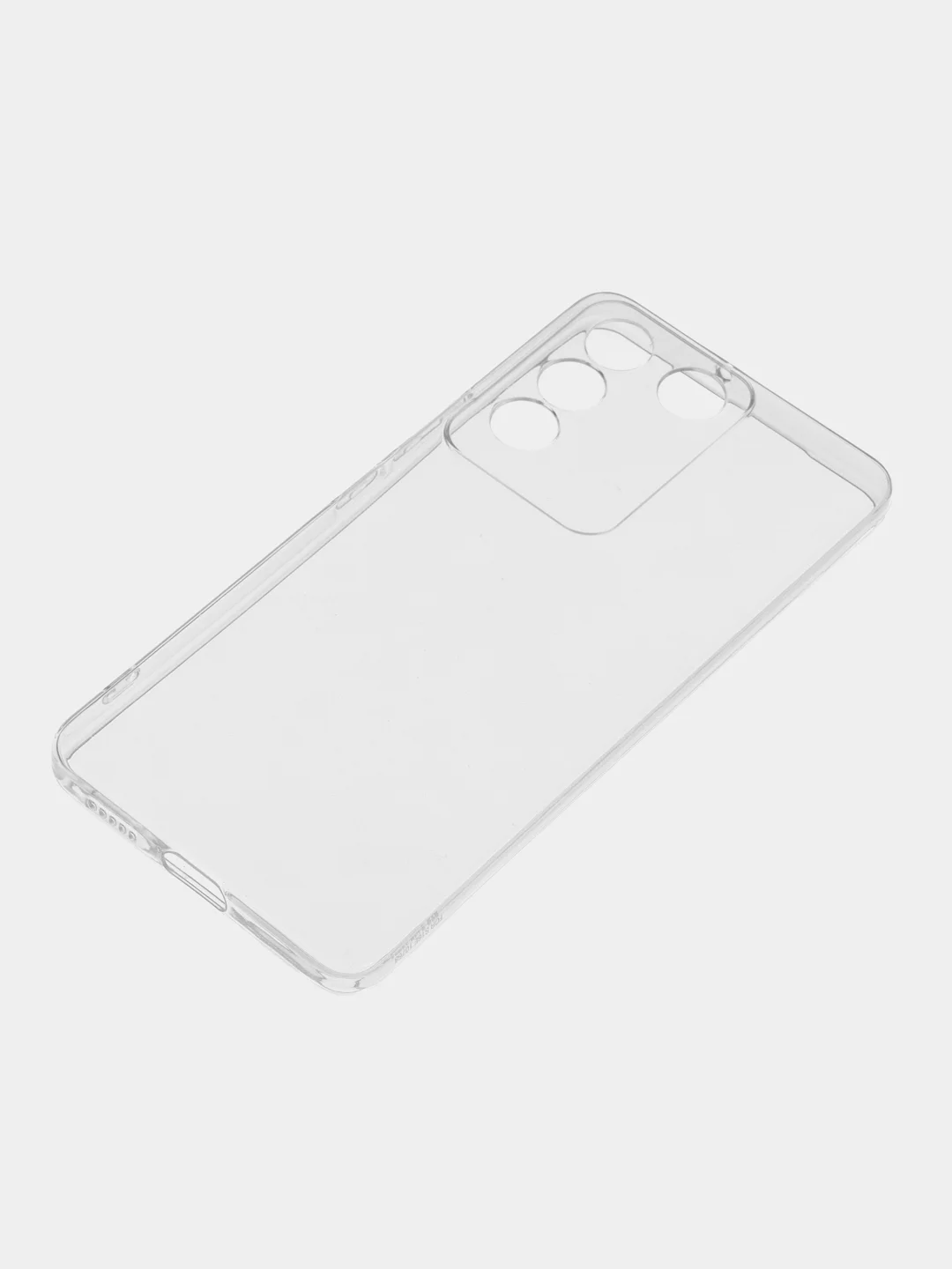 Прозрачный чехол для Vivo V27e силиконовый ROSCO прозрачный с бортиком, защитой камер и от прилипания
