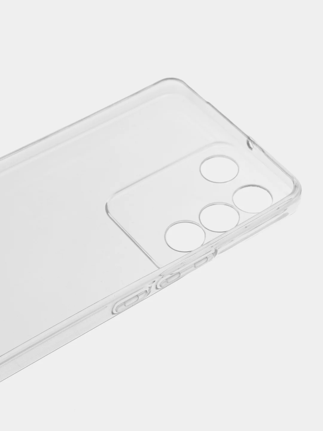Прозрачный чехол для Vivo V27e силиконовый ROSCO прозрачный с бортиком, защитой камер и от прилипания