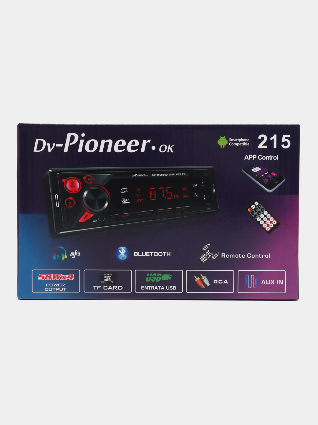 Автомагнитола блютуз DV Pioneer OK 215, bluetooth, usb, microsd, aux, fm, 2  пульта пионер купить по цене 1199 ₽ в интернет-магазине Магнит Маркет