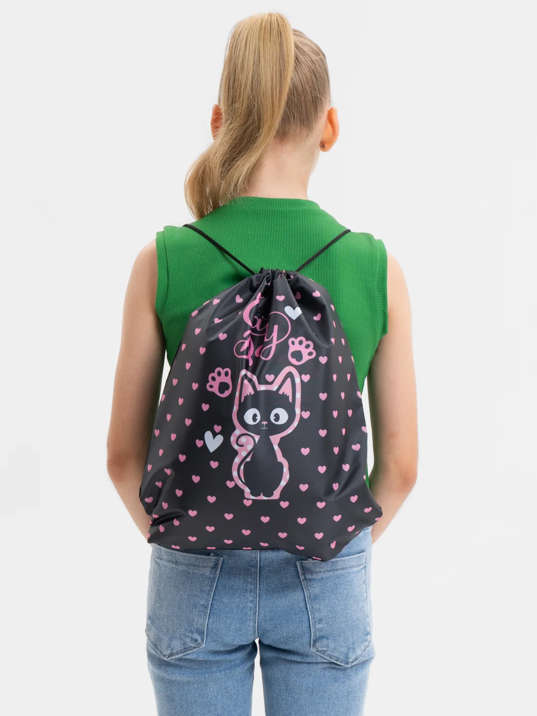 Сумка мешок для сменной обуви Brauberg Kids, с петлей, 42х34 см, Amazed cat, 271629