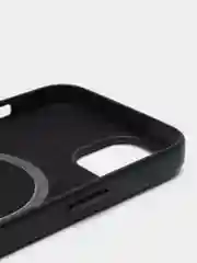 Черный чехол MagSafe для iPhone 13 кожаный BROSCORP с бортиком защитой камер микрофиброй, экокожа