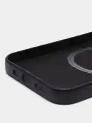 Черный чехол MagSafe для iPhone 13 кожаный BROSCORP с бортиком защитой камер микрофиброй, экокожа