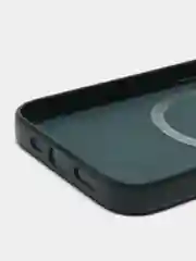 Тёмно-зелёный чехол MagSafe для iPhone 13 кожаный BROSCORP с бортиком защитой камер микрофиброй, экокожа