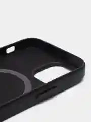 Черный чехол MagSafe для iPhone 13 Mini кожаный BROSCORP с защитой камер, микрофиброй, экокожа