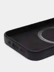 Черный чехол MagSafe для iPhone 13 Mini кожаный BROSCORP с защитой камер, микрофиброй, экокожа