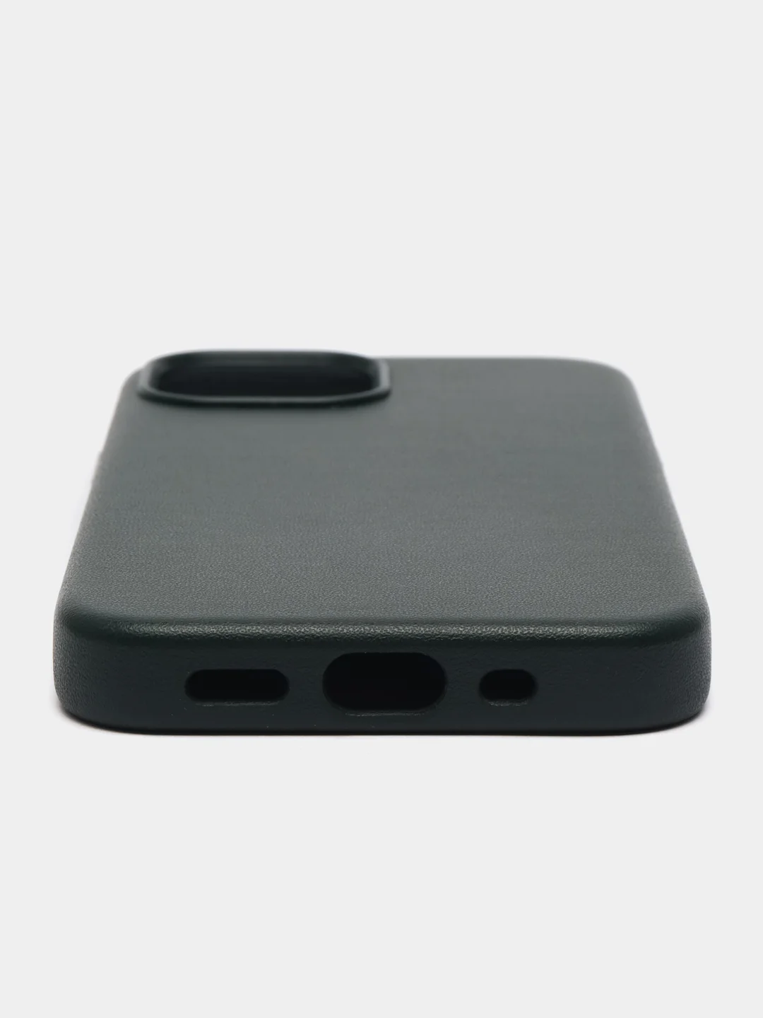 Тёмно-зелёный чехол MagSafe для iPhone 13 Mini кожаный BROSCORP с защитой камер, микрофиброй, экокожа